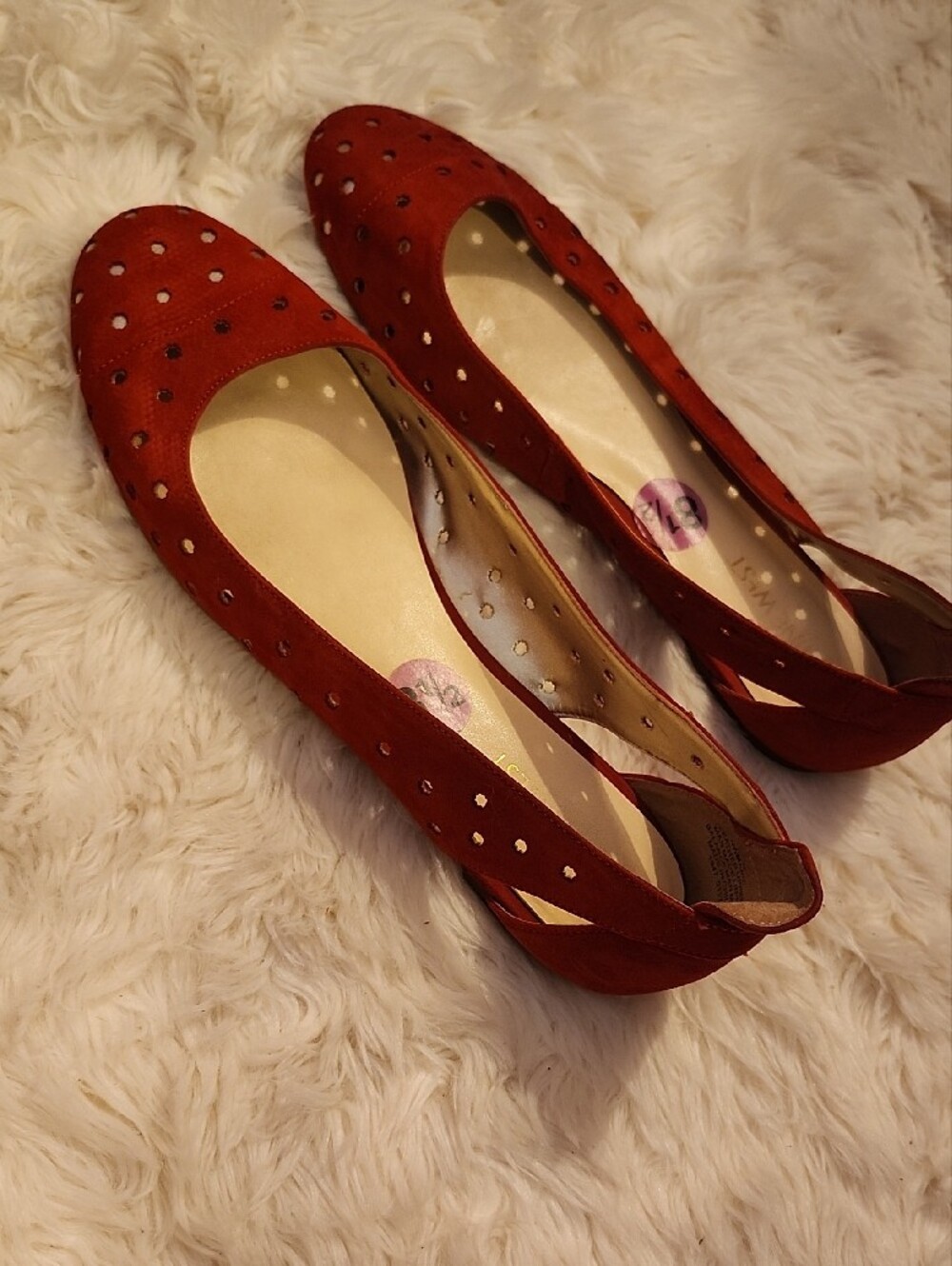 Nine West Red Suede Polka Dot Ballet Flats - Picture 2 of 11